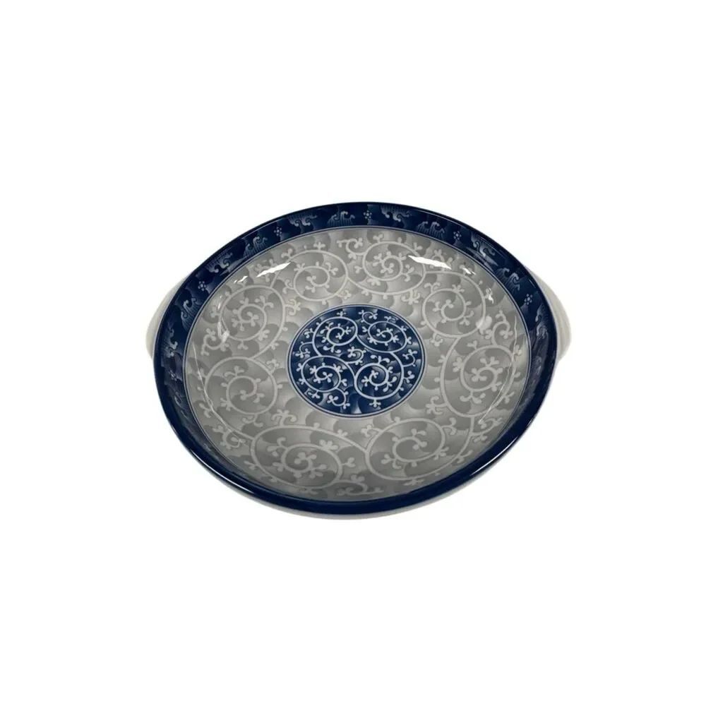 SEOKCHON LOKO Sweet Porcelain Decorative Ceramic Serving Bowl Blue and Gray